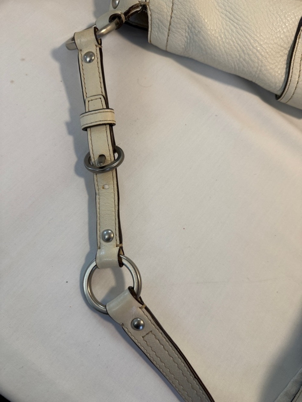 Coach Cream Pebbled Leather Shoulder Bag with Ring Detail - Picture 10 of 10